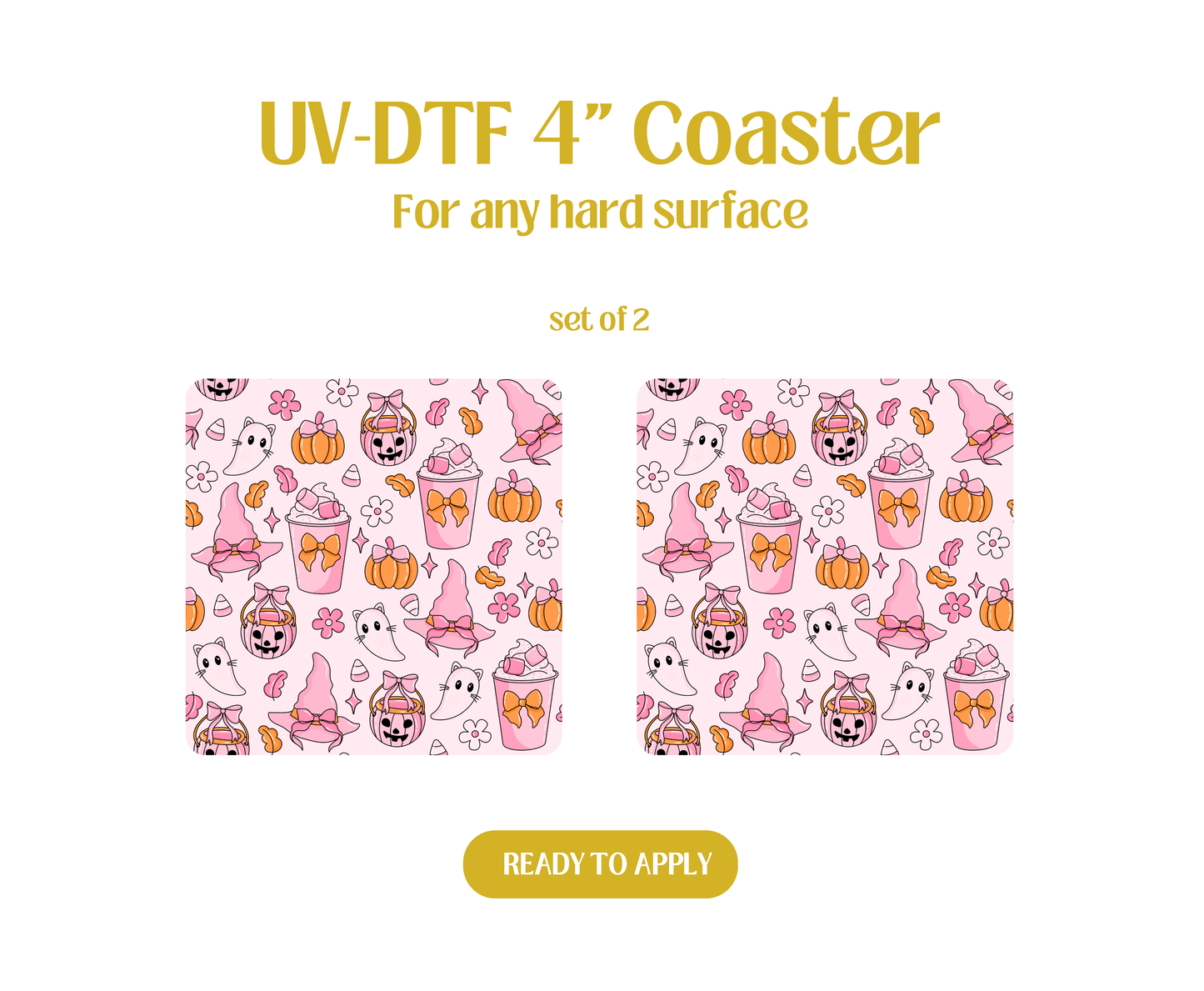 Halloween Pink Coquette UV-DTF 4" Coaster