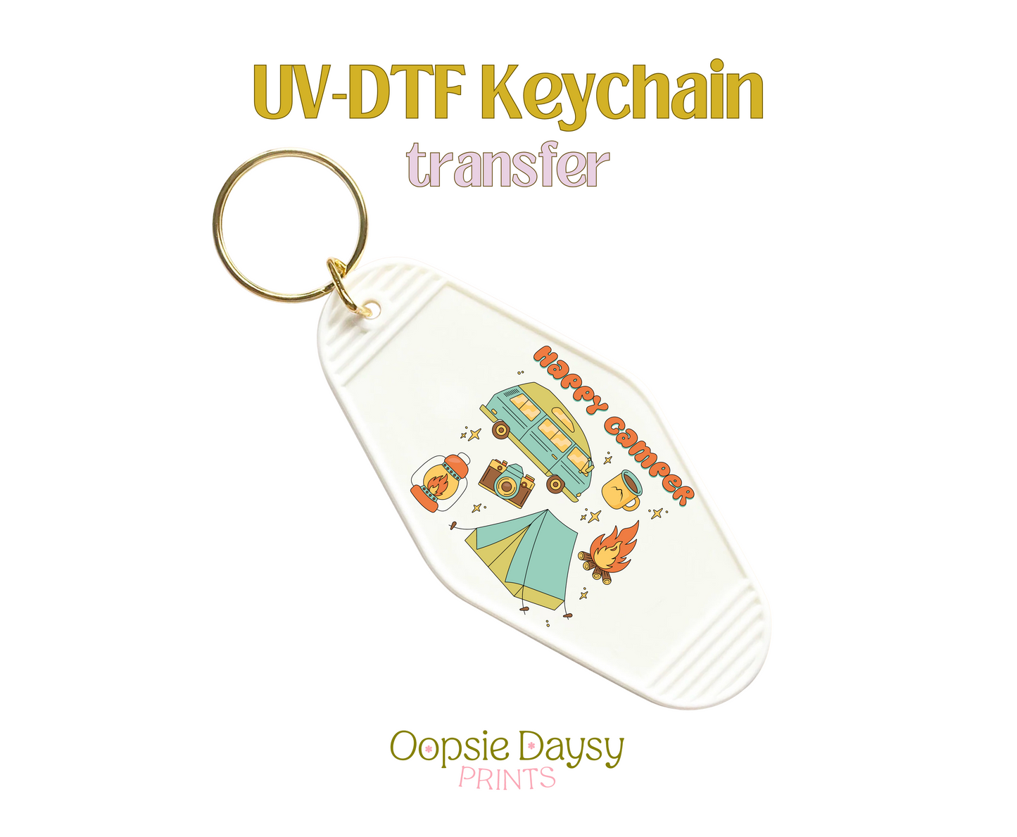 Happy Camper UV-DTF Keychain