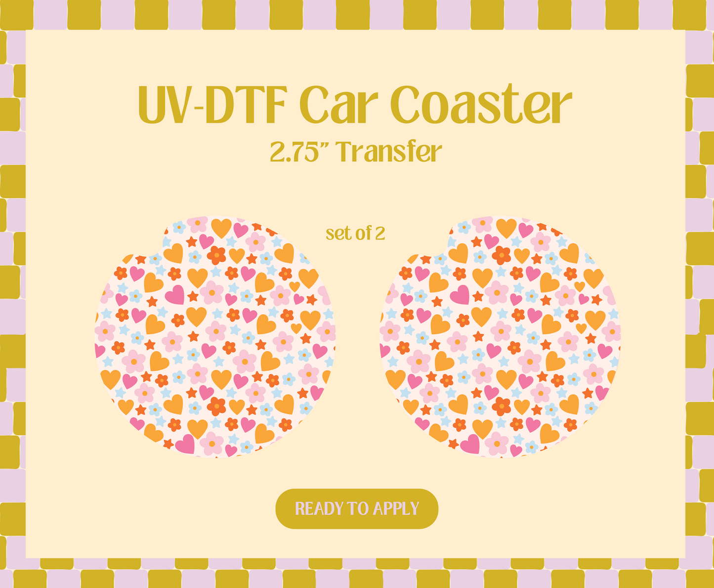 Happy Confetti UV-DTF Car Coaster