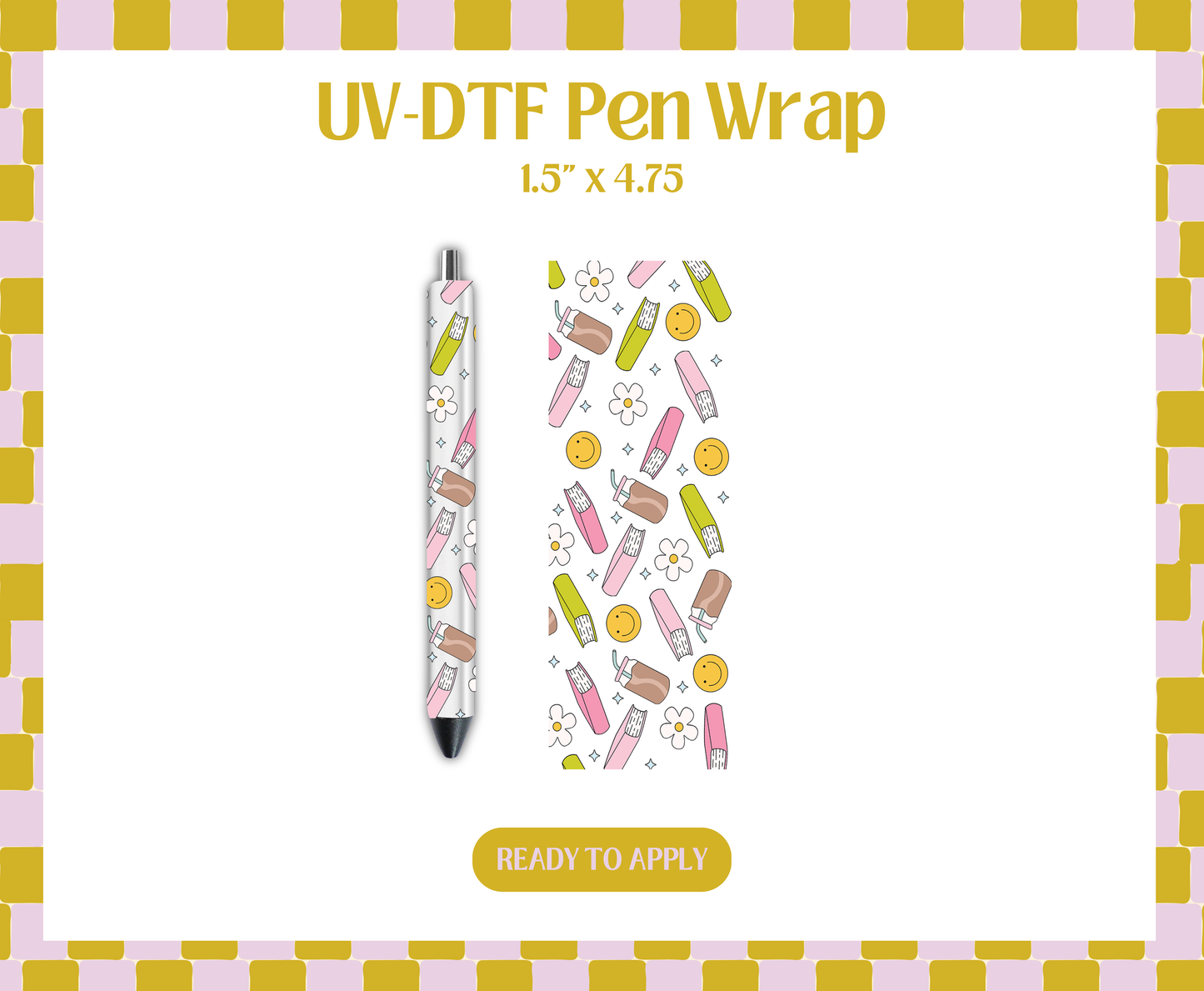 Happy book pattern UV-DTF Pen Wraps