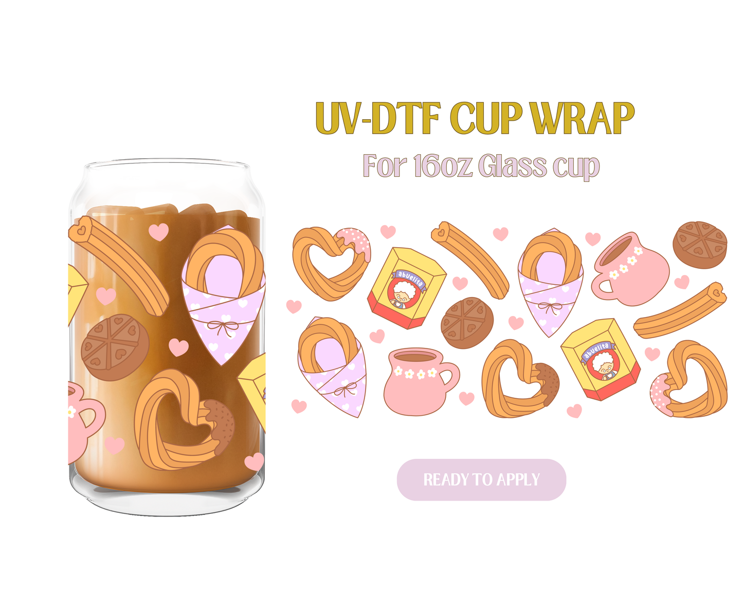 Heart Churros & Chocolate UV-DTF Wrap