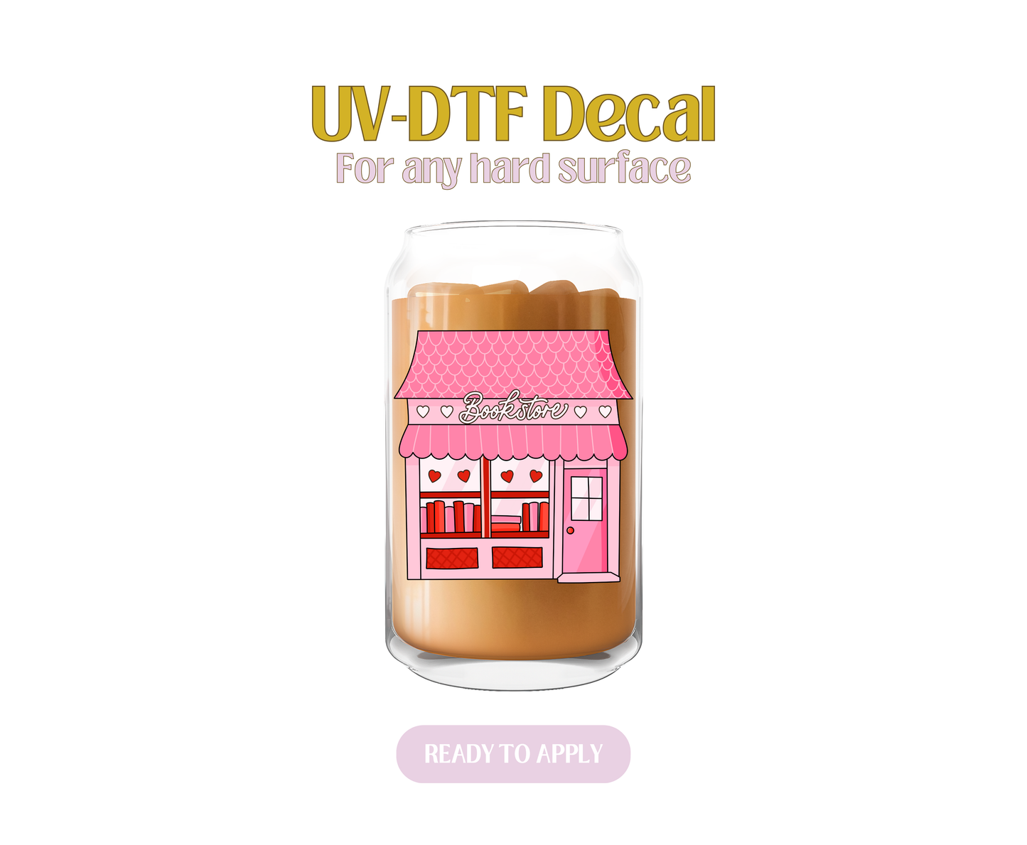 Hearts Bookstore UV-DTF Decal