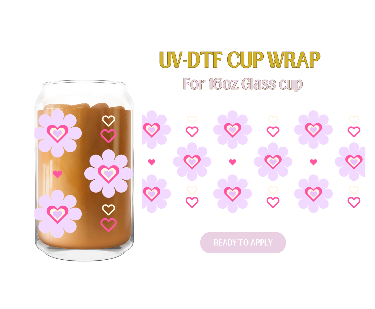 Retro Hearts and Flowers UV-DTF Wrap