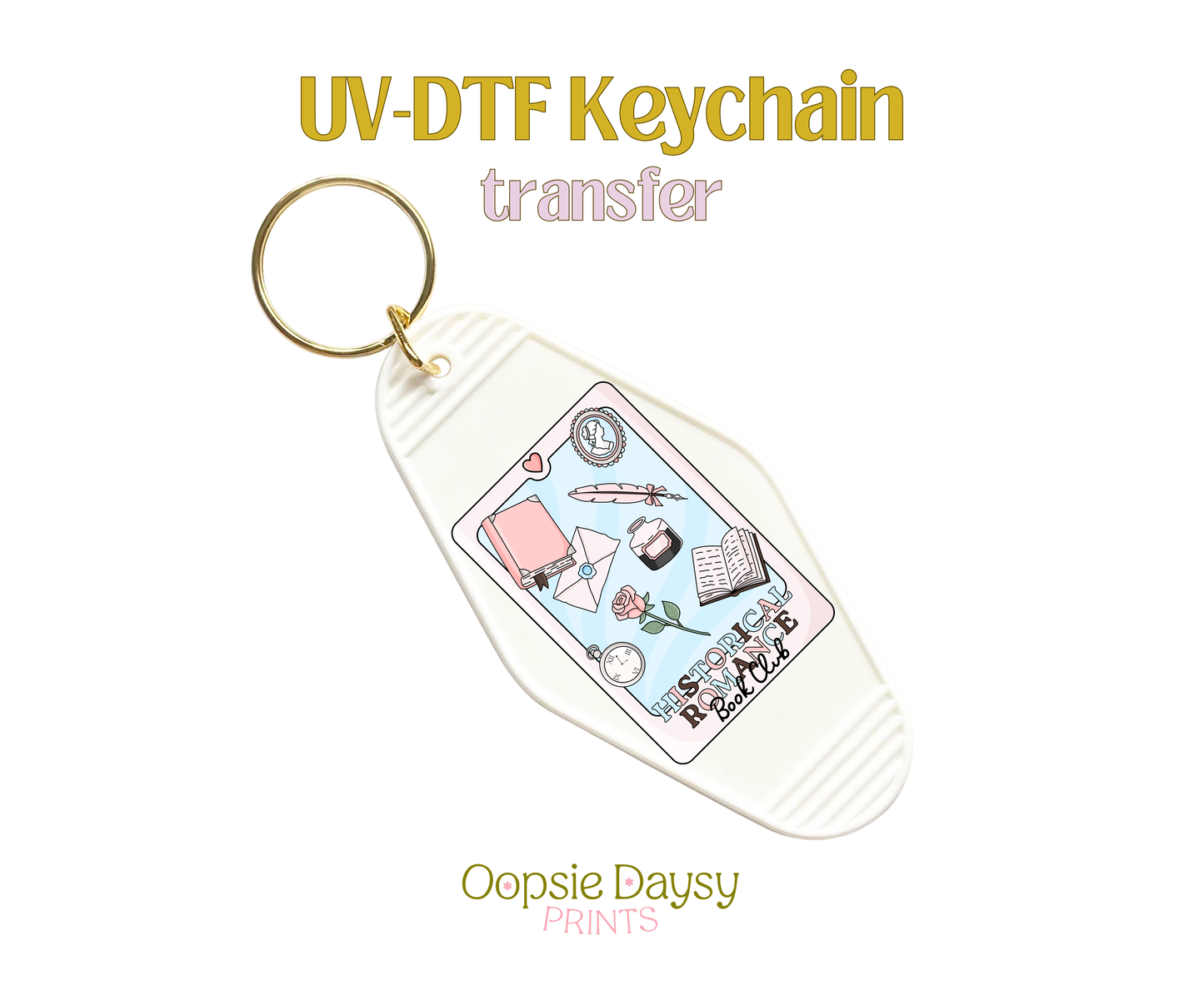 Historical Romance Book Club Poster UV-DTF Keychain