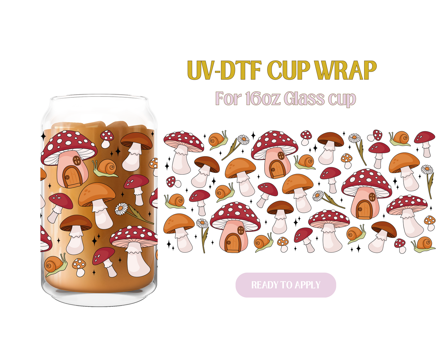 Home Is Where The Mushrooms Grow UV-DTF Cup Wrap
