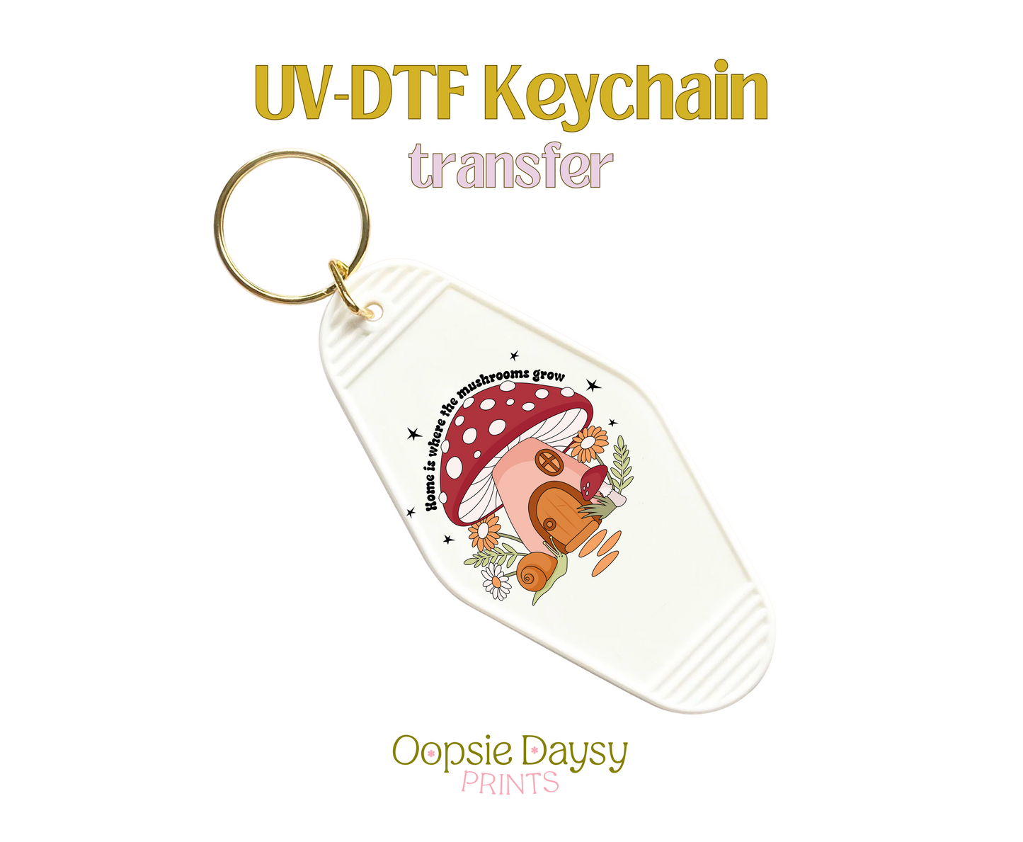 Home Is Where The Mushrooms Grow UV-DTF Keychain