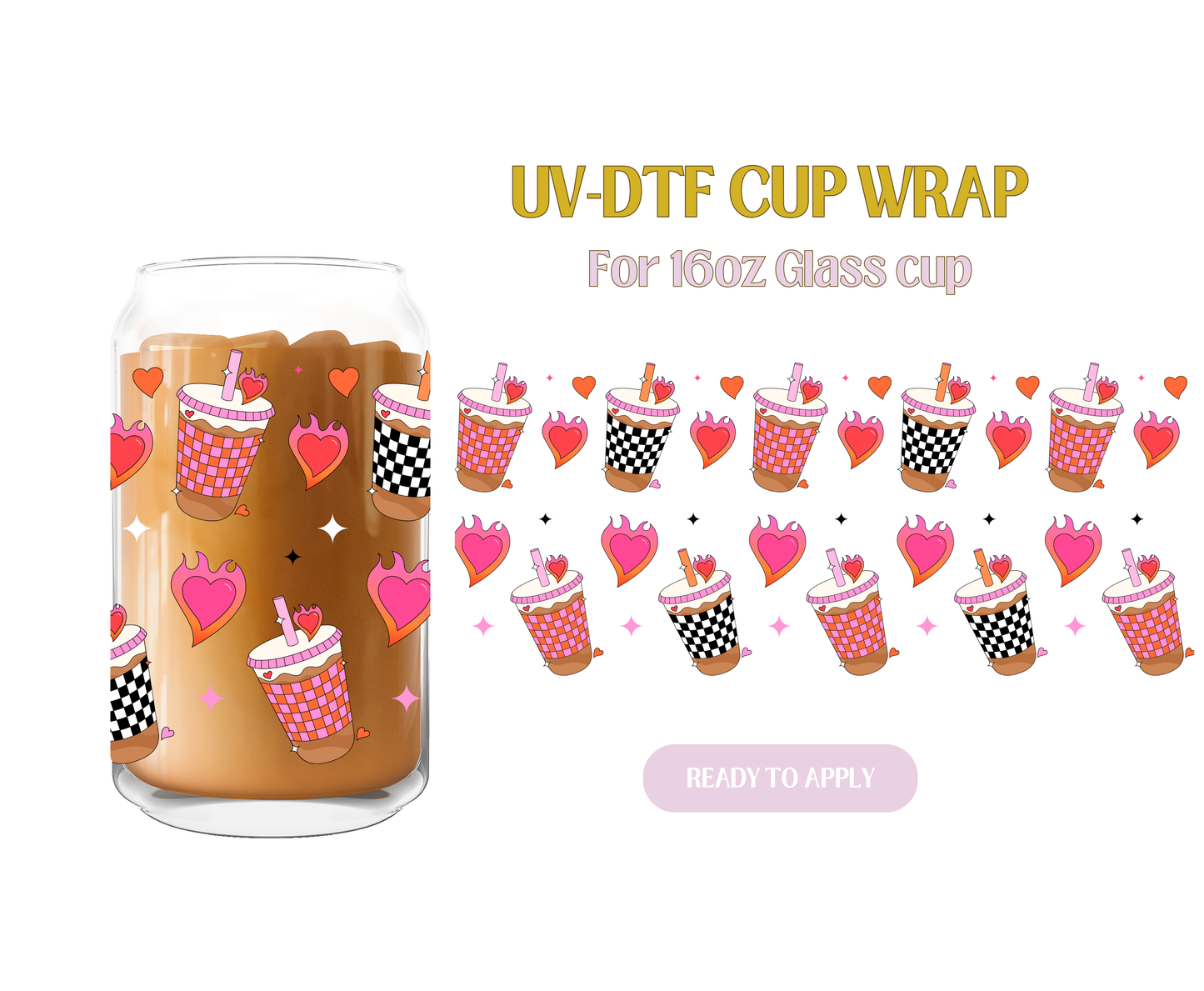 Hot Girls Drink Coffee pink.orange UV-DTF Wrap