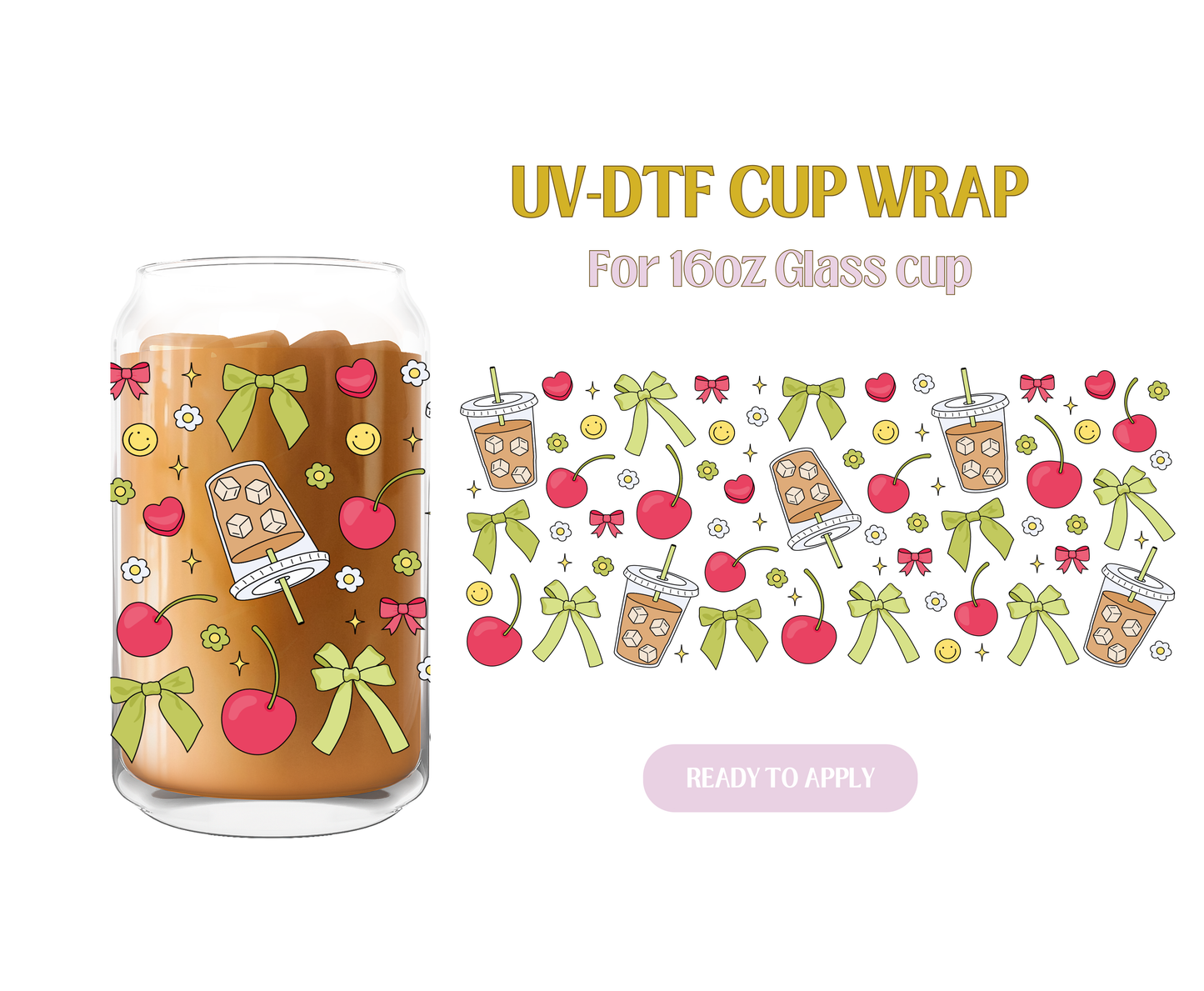 Iced Coffee & Cherries UV-DTF Wrap