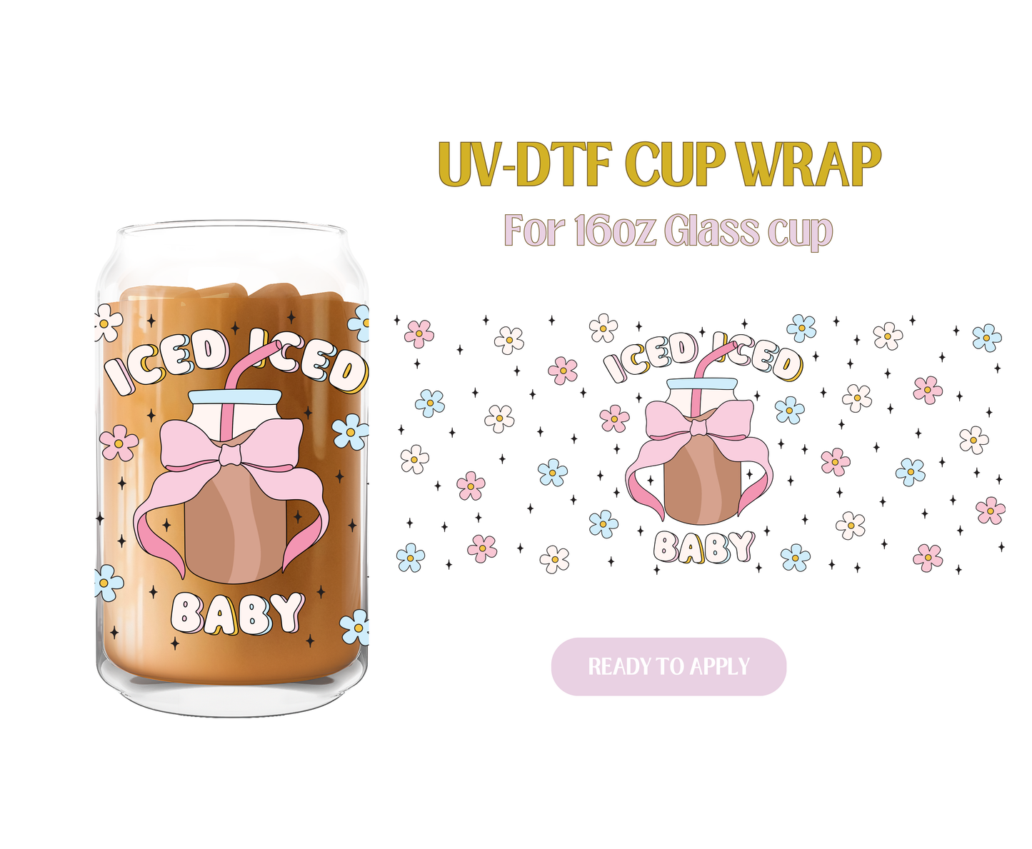 Iced Iced Baby Coffee & Daisies UV-DTF Wrap