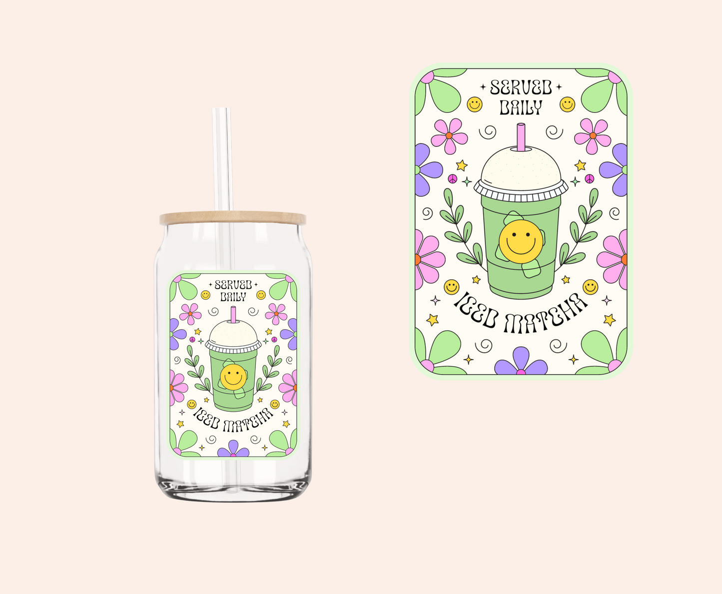 Iced Matcha Label UV-DTF Decal