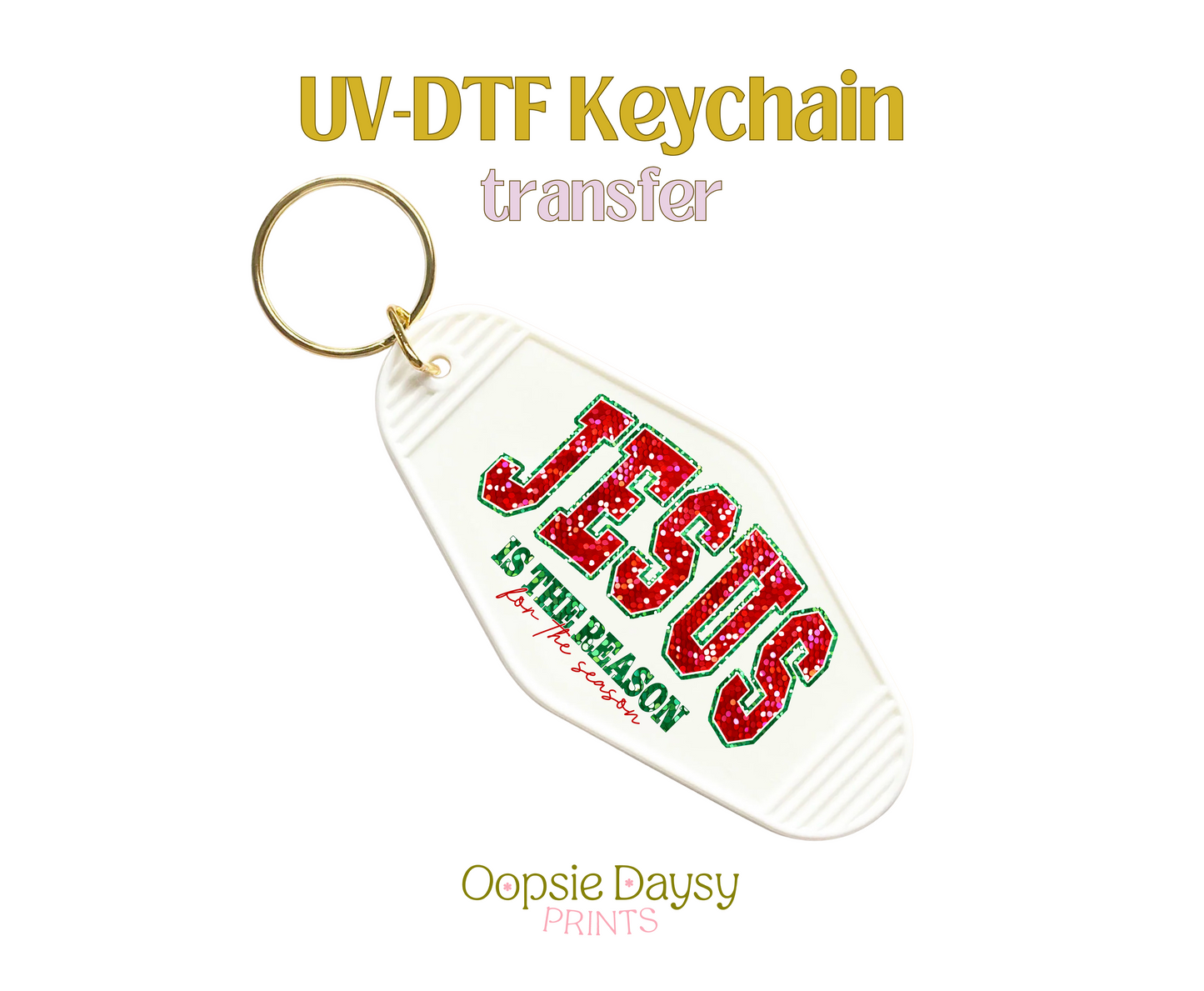 Jesus Sequins UV-DTF Keychain