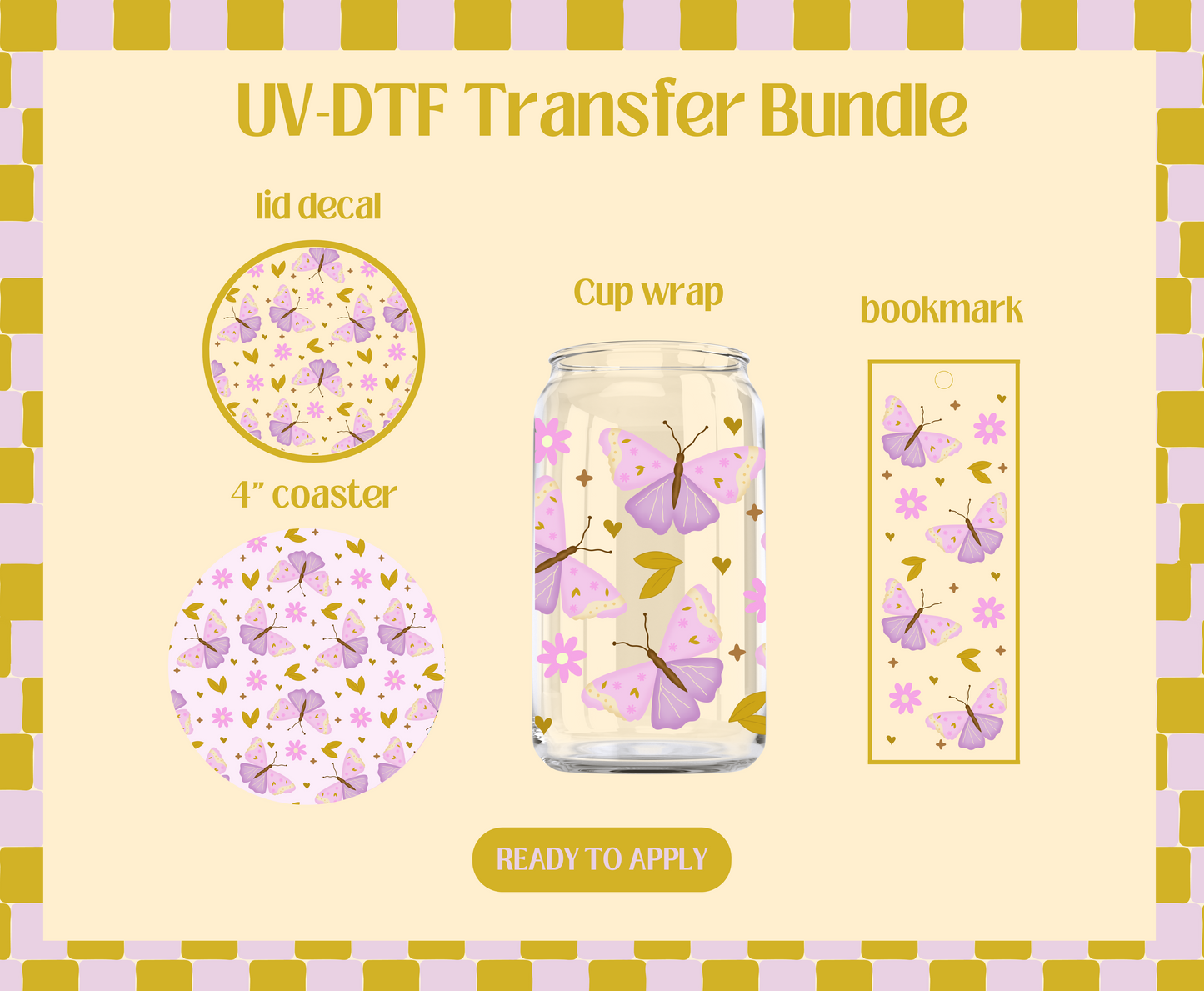 Lavender Butterflies UV-DTF Transfer Bundle