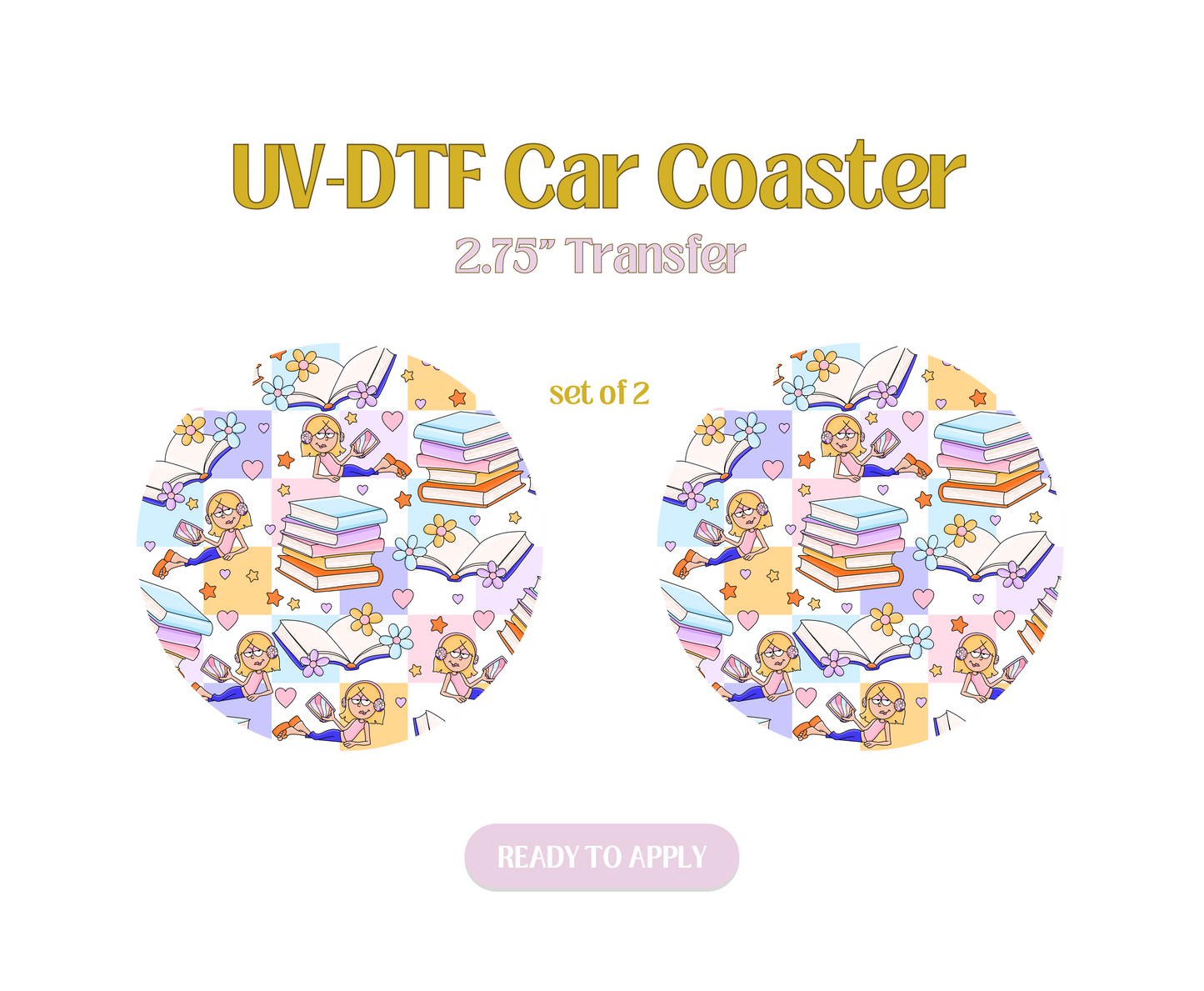 Lizzie Bookish UV-DTF Car Coaster