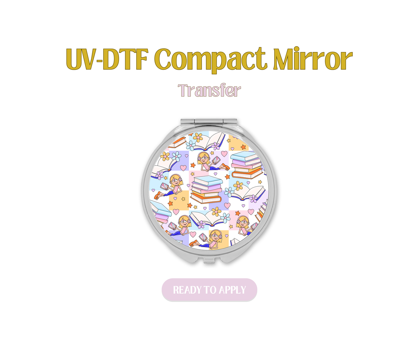 Lizzie Bookish UV-DTF Compact Mirror