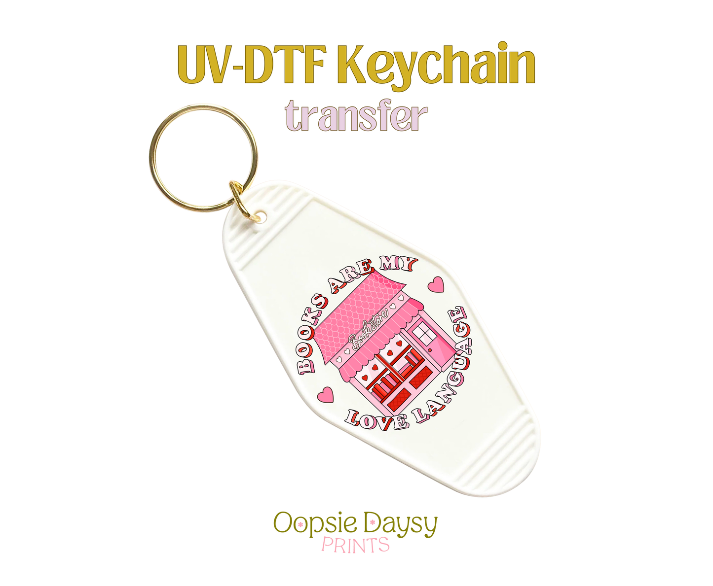 Love Language Bookstore UV-DTF Keychain