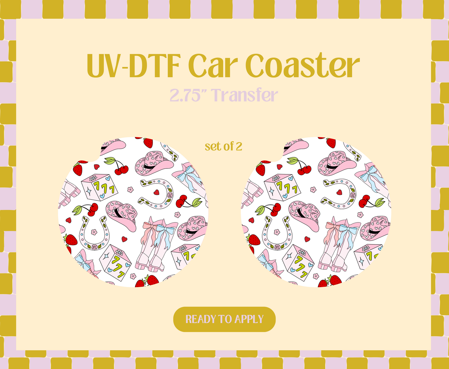 Lucky Cowgirl UV-DTF Car Coaster