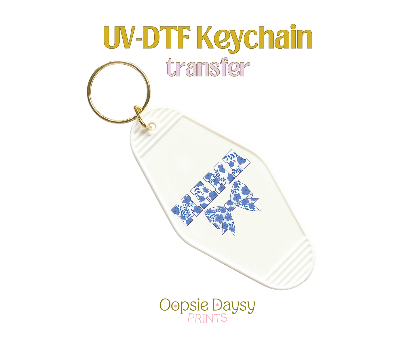 Mama Blue Bow UV-DTF Keychain