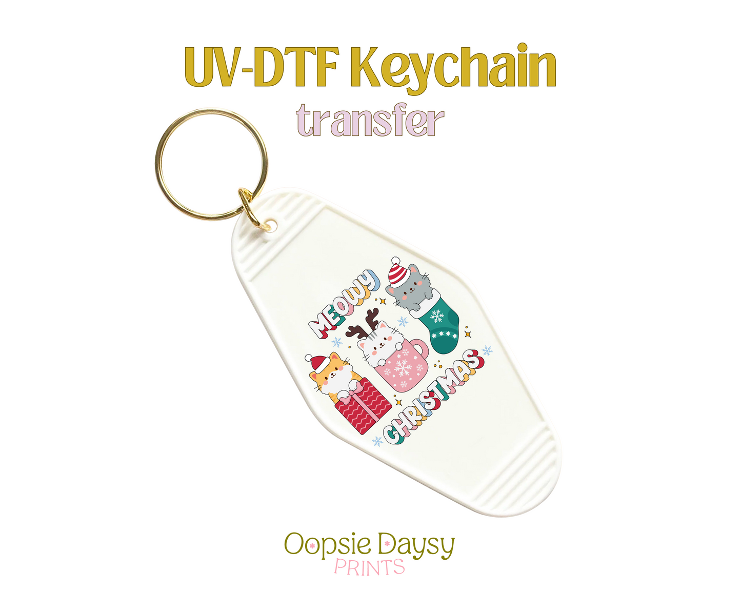 Meowy Christmas UV-DTF Keychain
