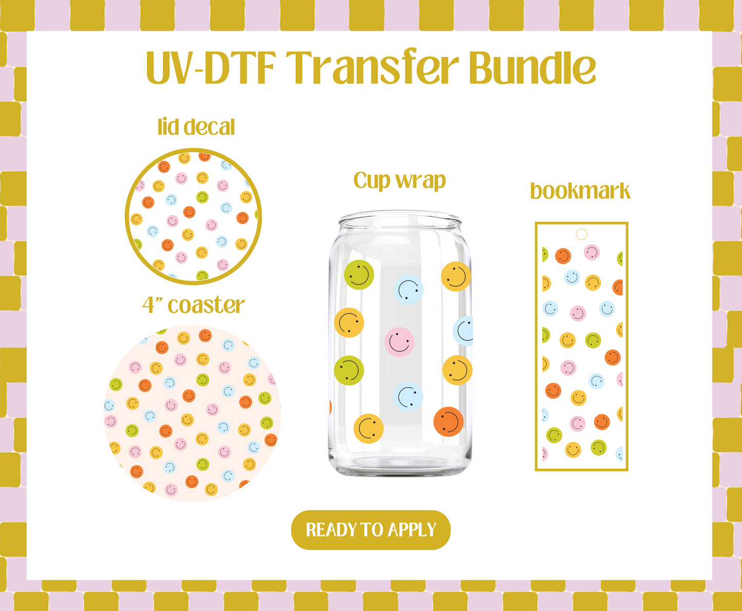 Mini Smiley UV-DTF Transfer Bundle
