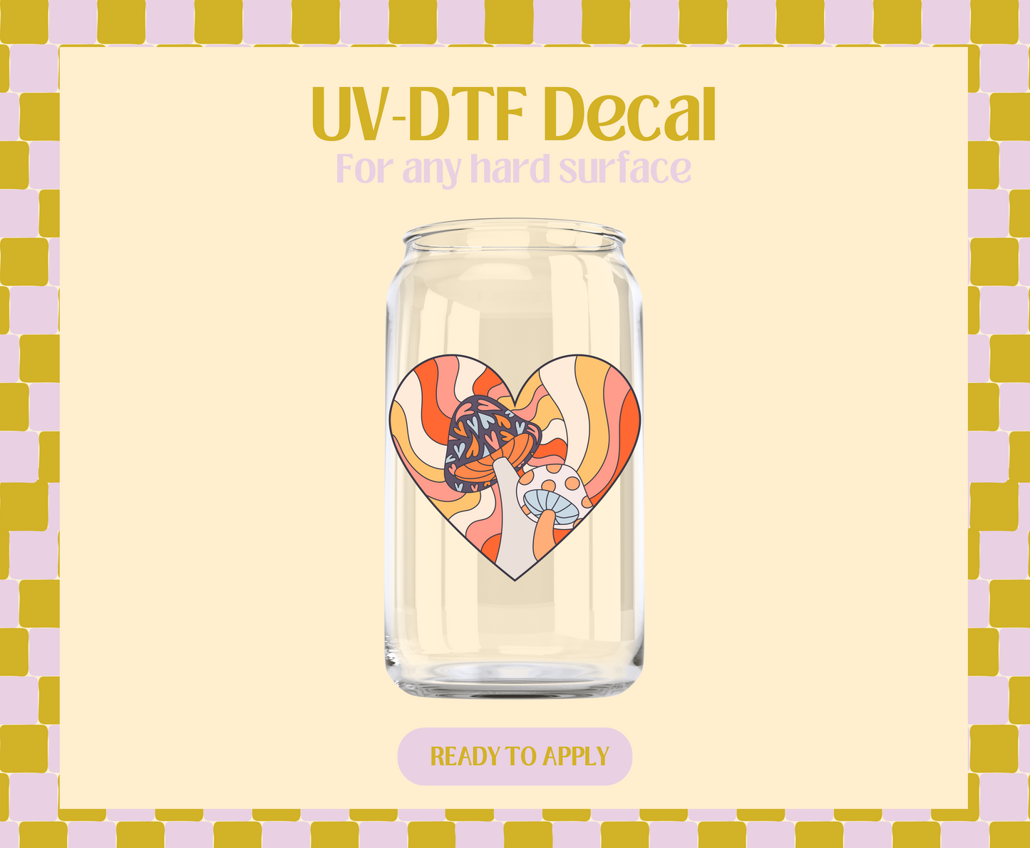 Mushie heart yellow UV-DTF Decal