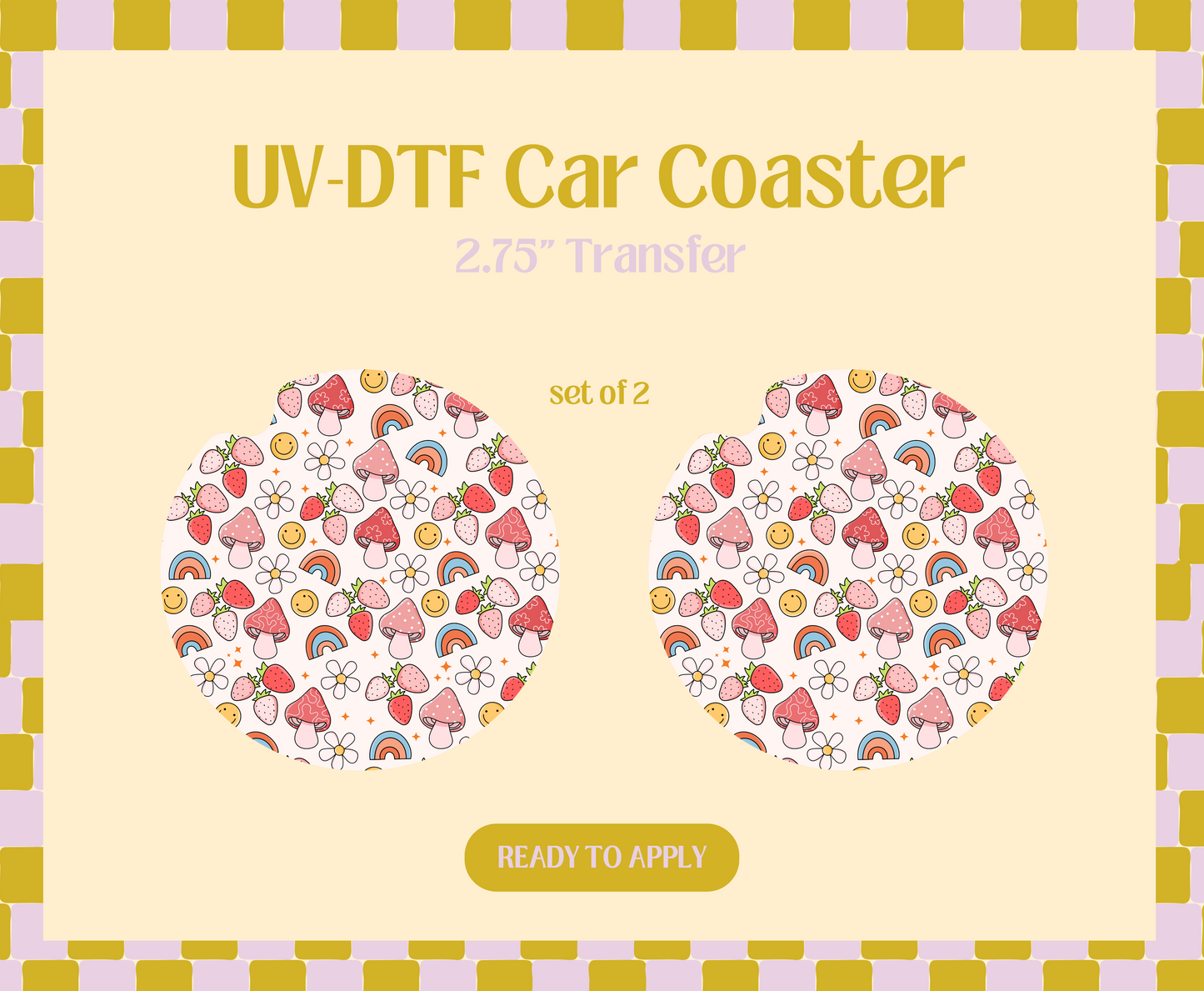 Mushroom Rainbow UV-DTF Car Coaster