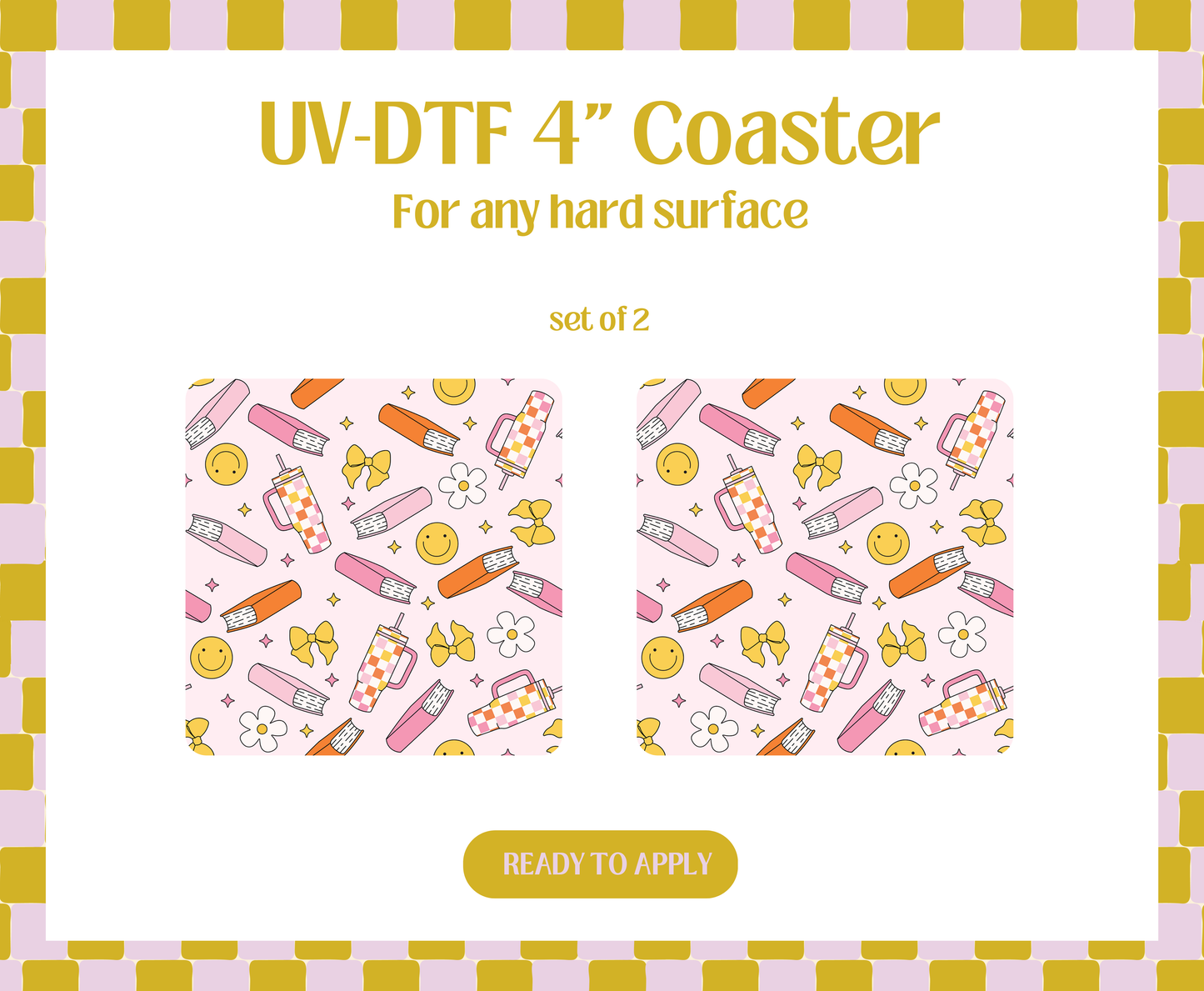 Orange bookish UV-DTF 4" Coaster
