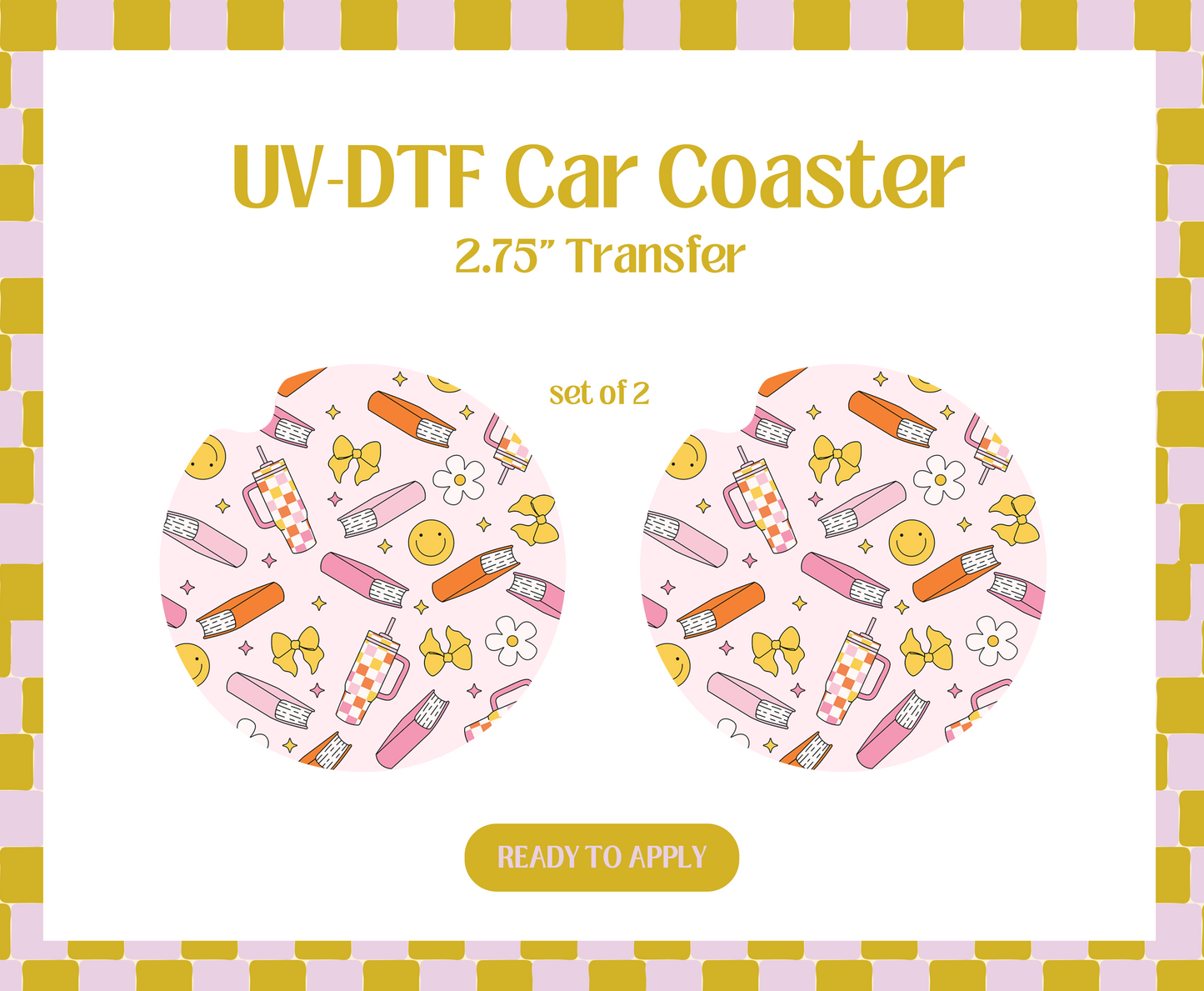 Orange bookish UV-DTF Car Coaster