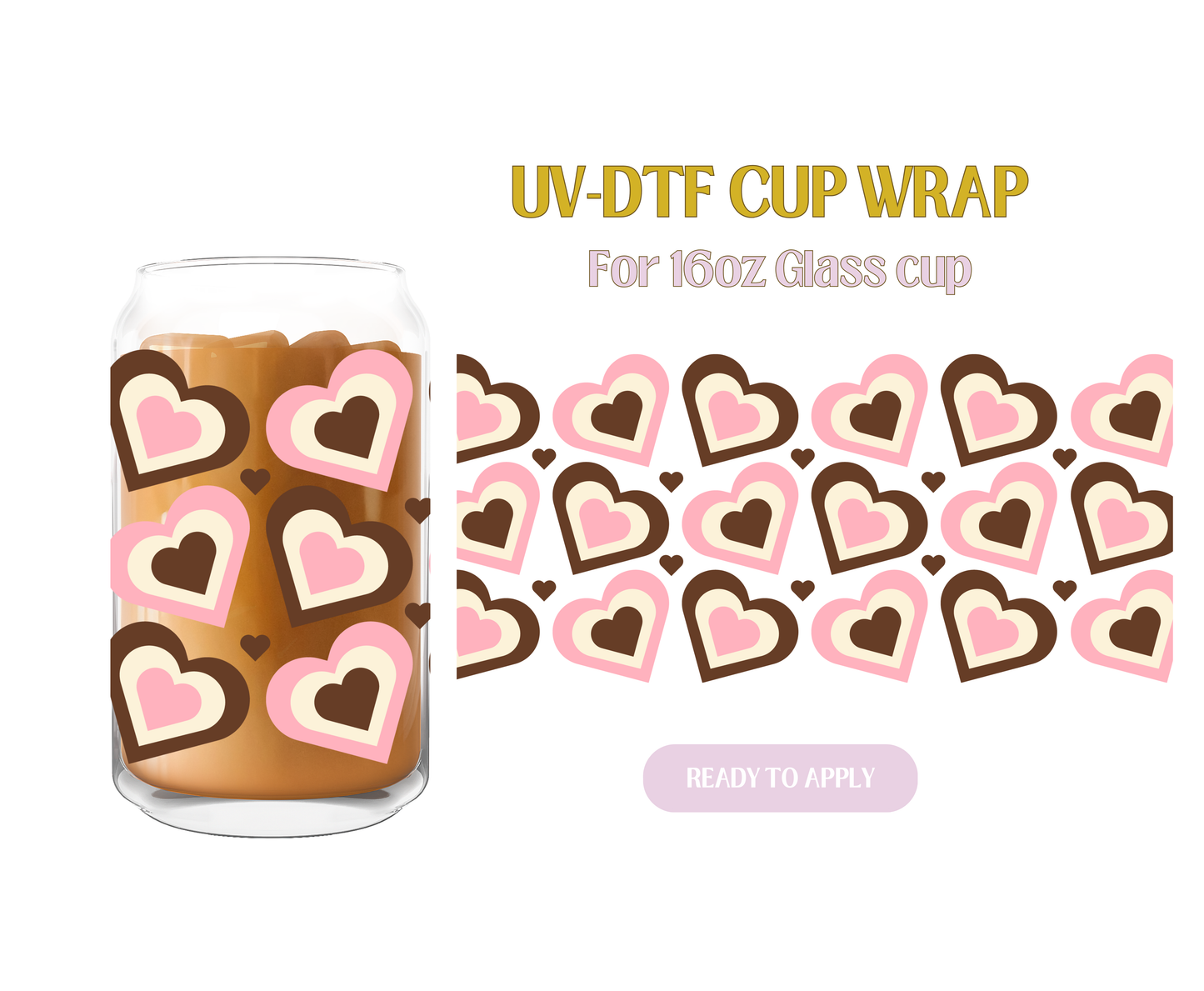 Pink Chocolate Hearts UV-DTF Wrap