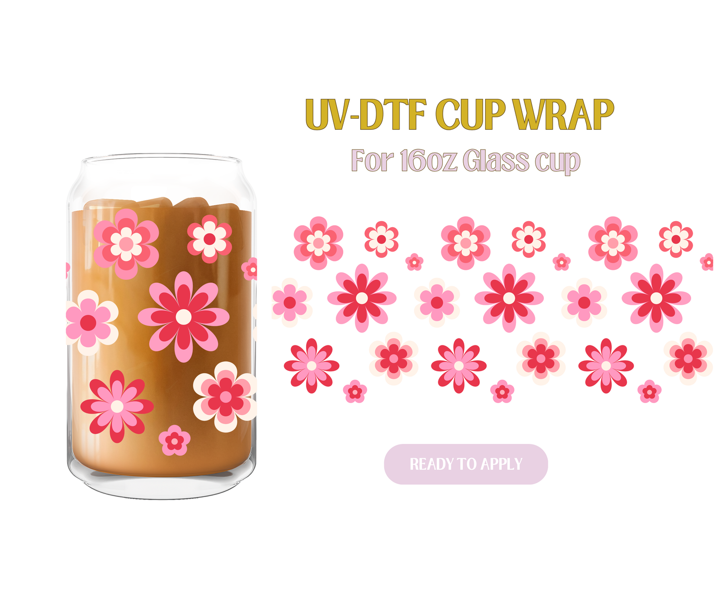 Pink Retro Spring Florals UV-DTF Wrap