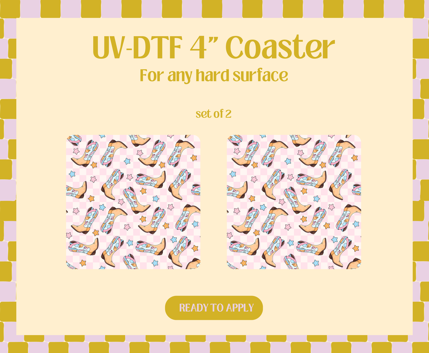Pink Coastal Cowgirl UV-DTF 4" Coaster