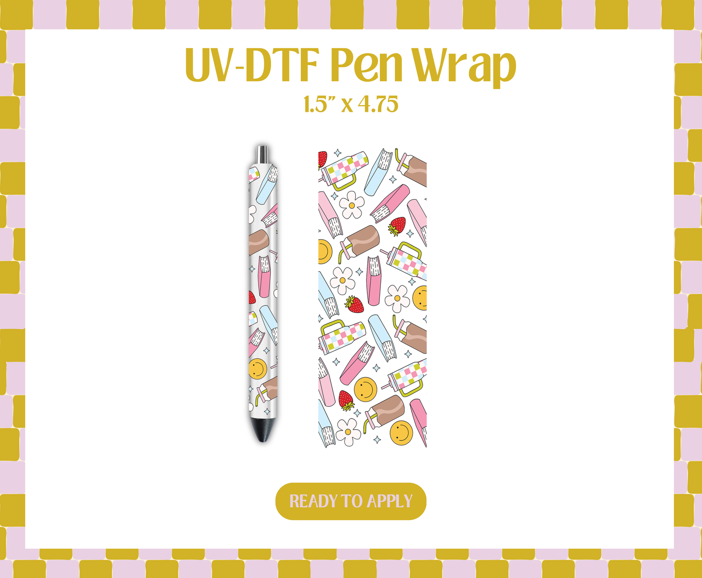 Pink books and drinks UV-DTF Pen Wraps