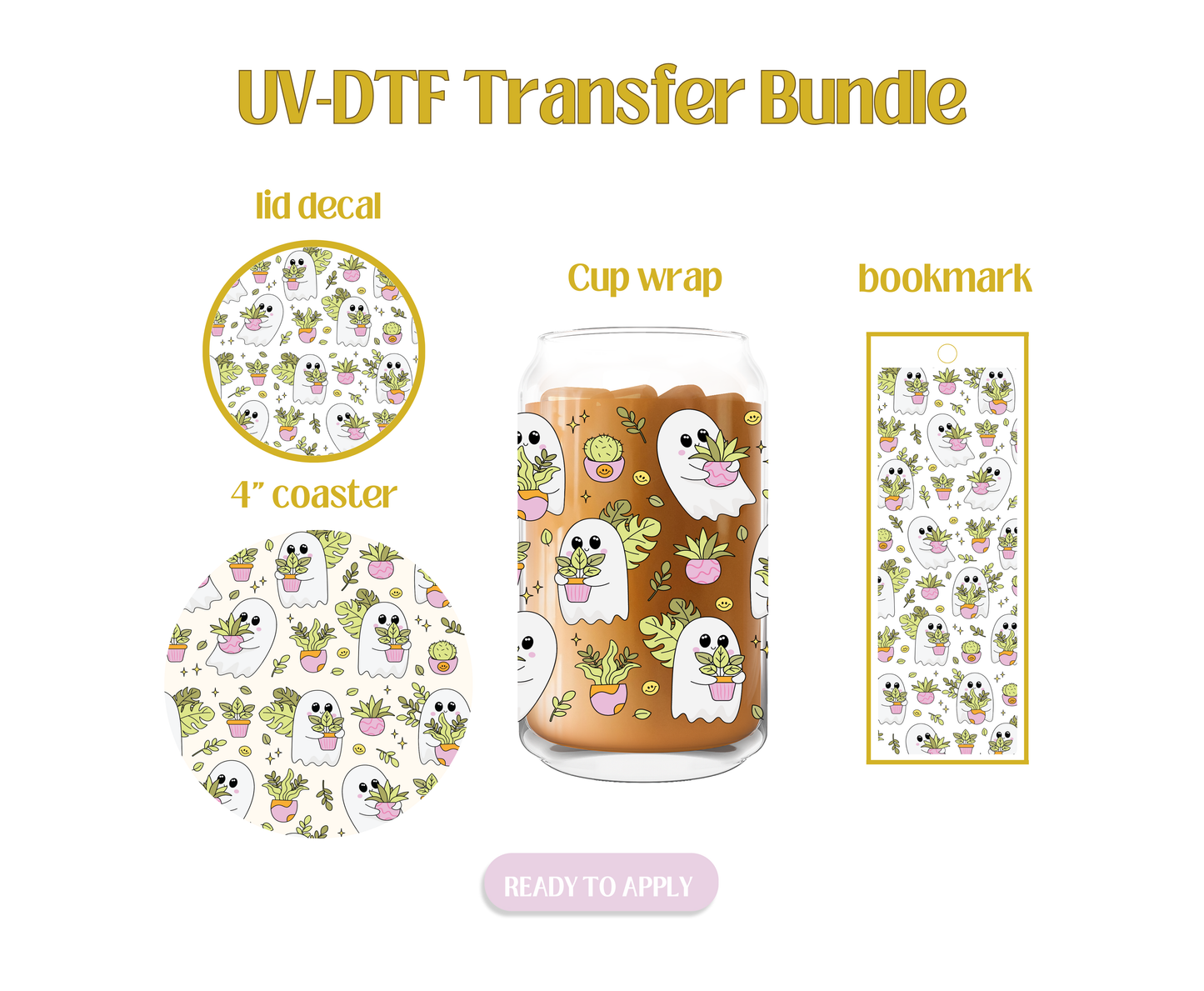 Plants and Cute Ghosties UV-DTF Transfer Bundle