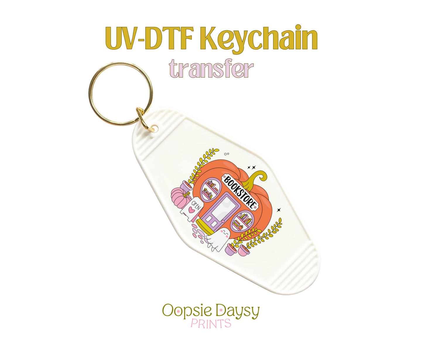 Pumpkin Bookstore UV-DTF Keychain
