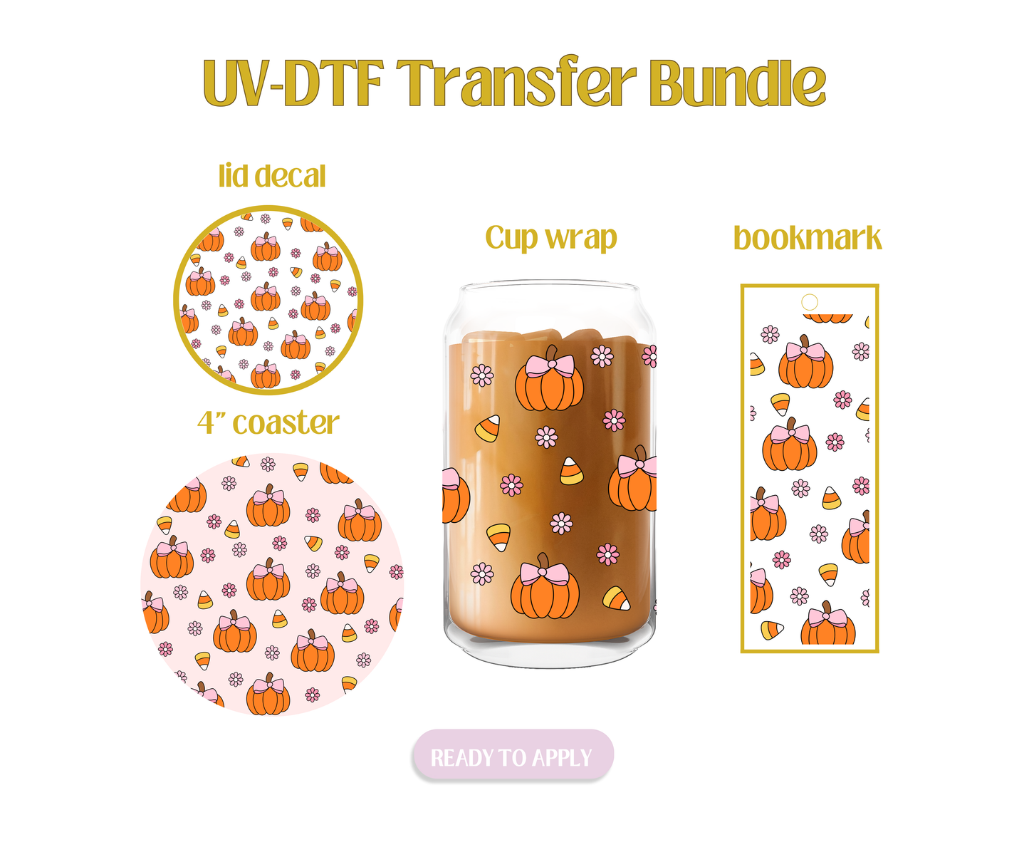 Pumpkin Candy Corn UV-DTF Transfer Bundle