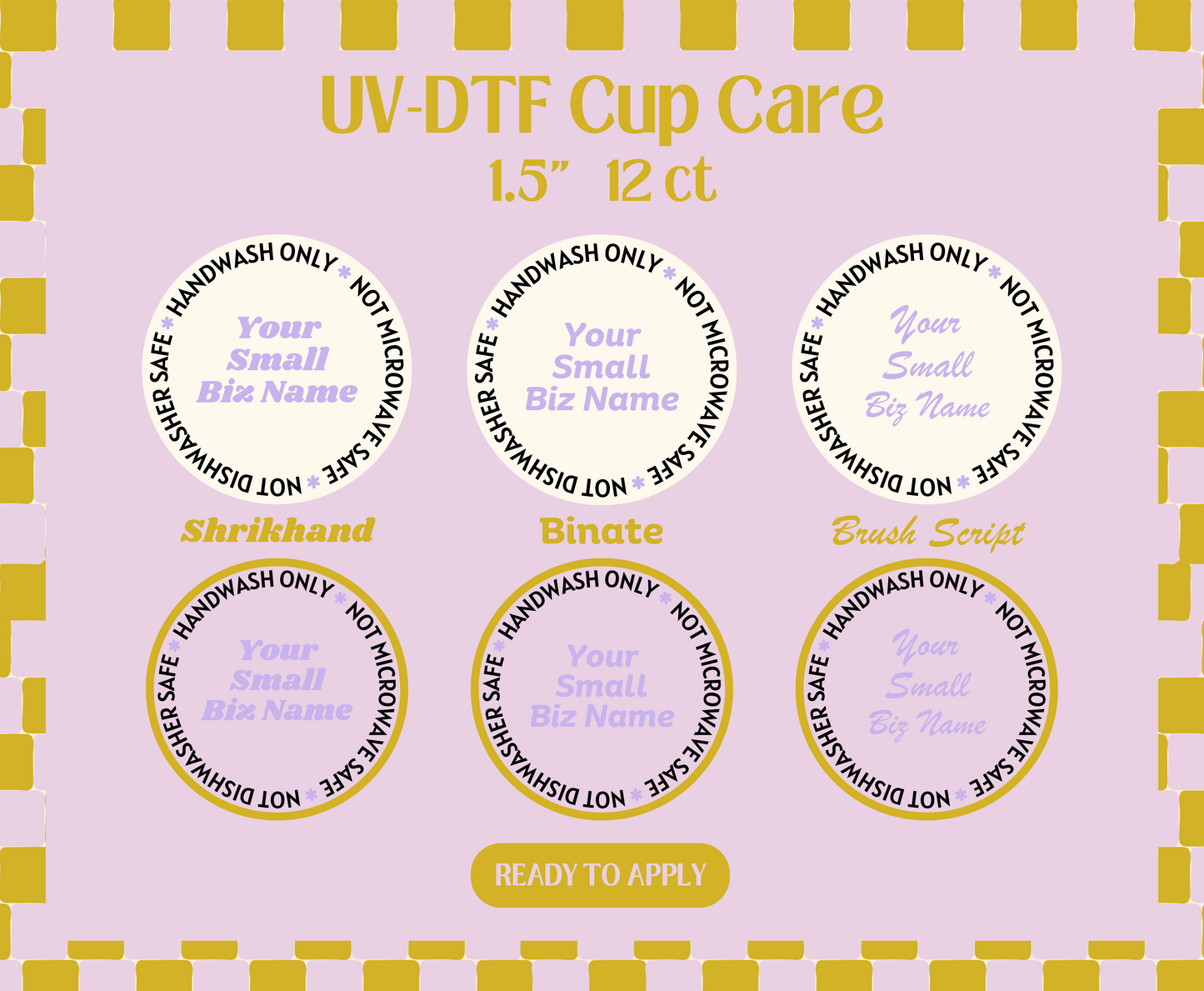 Purple UV-DTF Cup Care Decal