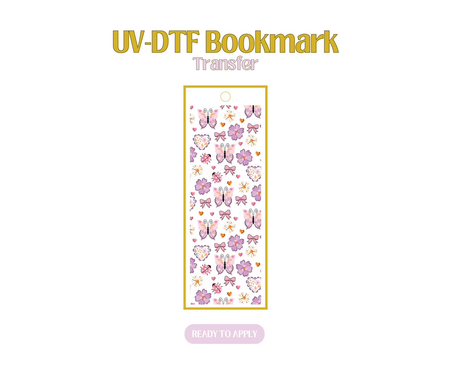 Purple Light Pink Butterfly UV-DTF Bookmark