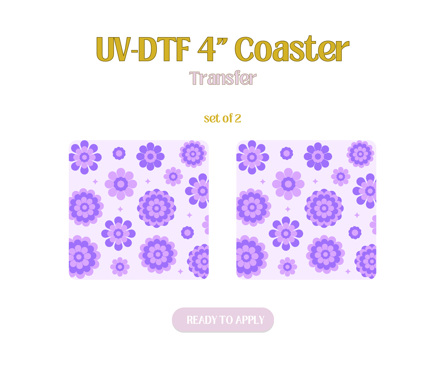 Purple Marigolds UV-DTF 4" Coaster