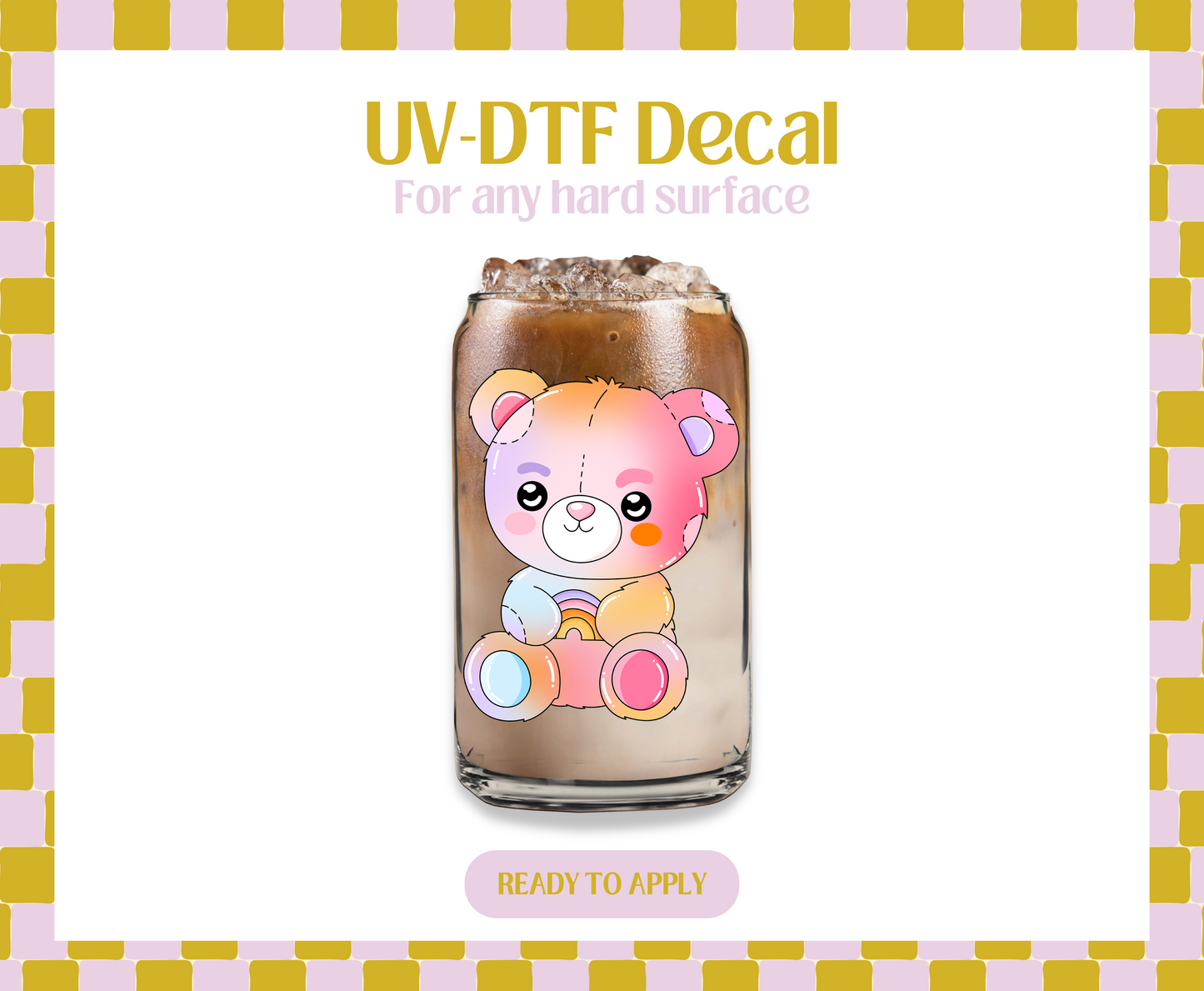 Rainbow Bear UV-DTF Decal