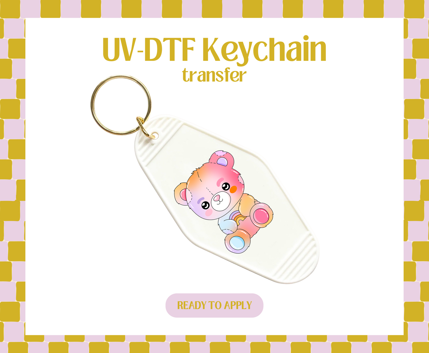 Rainbow bear UV-DTF Keychain