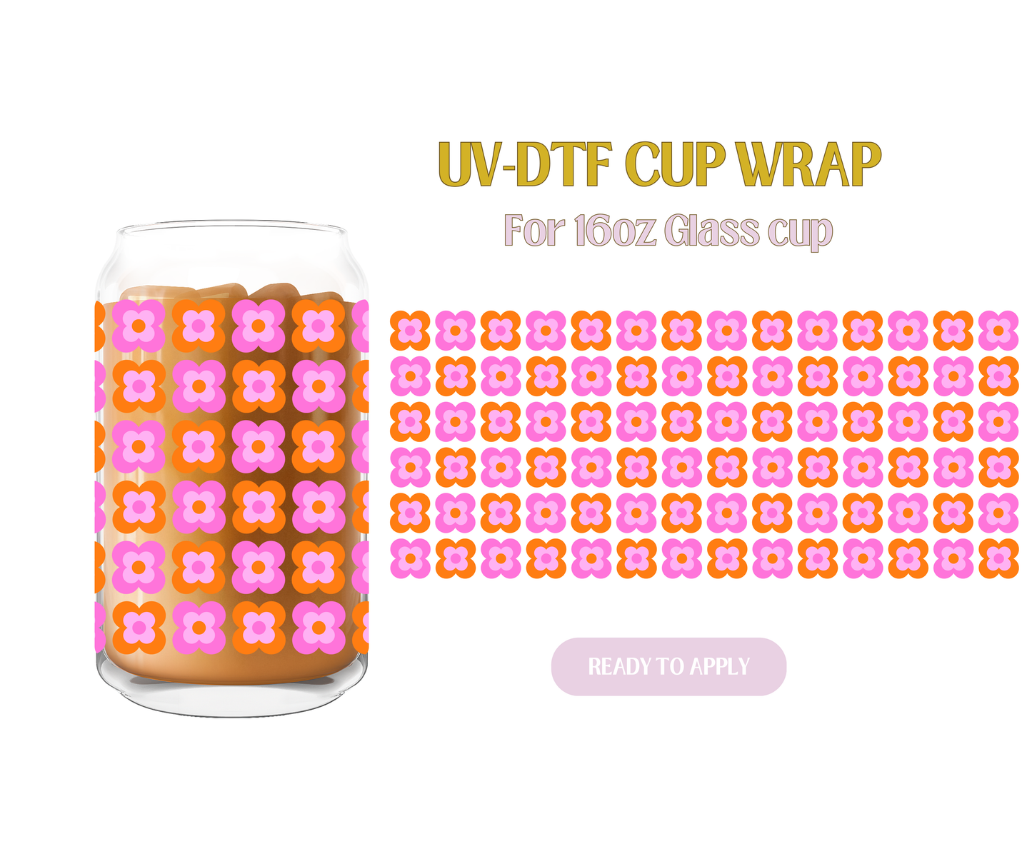 Retro Sqaure Pattern Pink UV-DTF Wrap