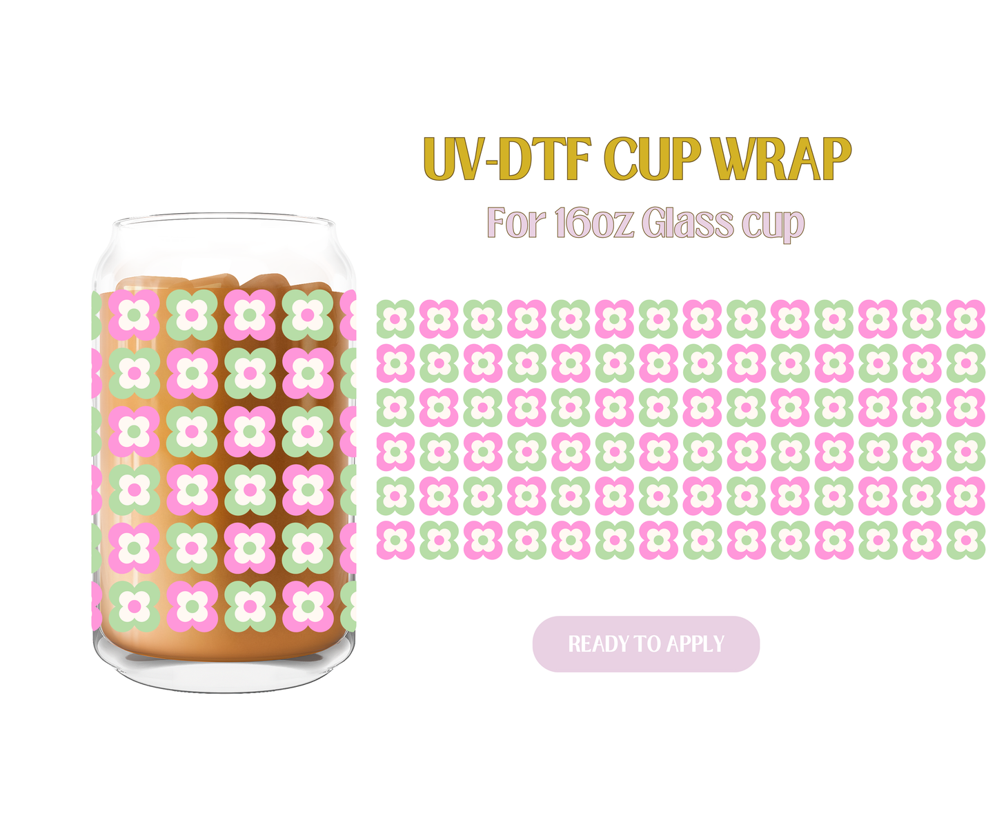 Retro Sqaure Pattern Pink UV-DTF Wrap