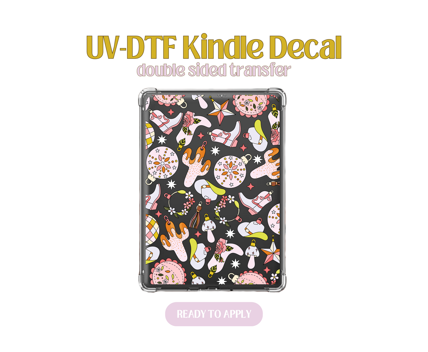 Retro Western Christmas UV-DTF Kindle Decals
