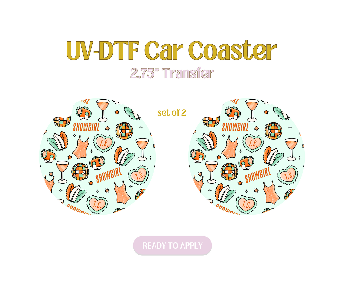 Showgirl Blue UV-DTF Car Coaster