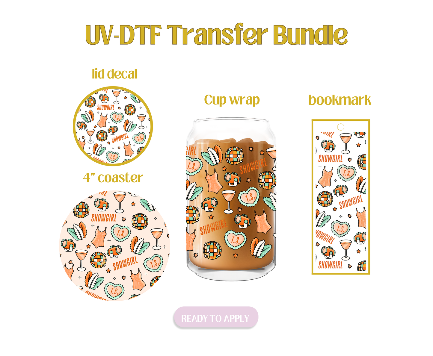 Showgirl Light Orange UV-DTF Transfer Bundle