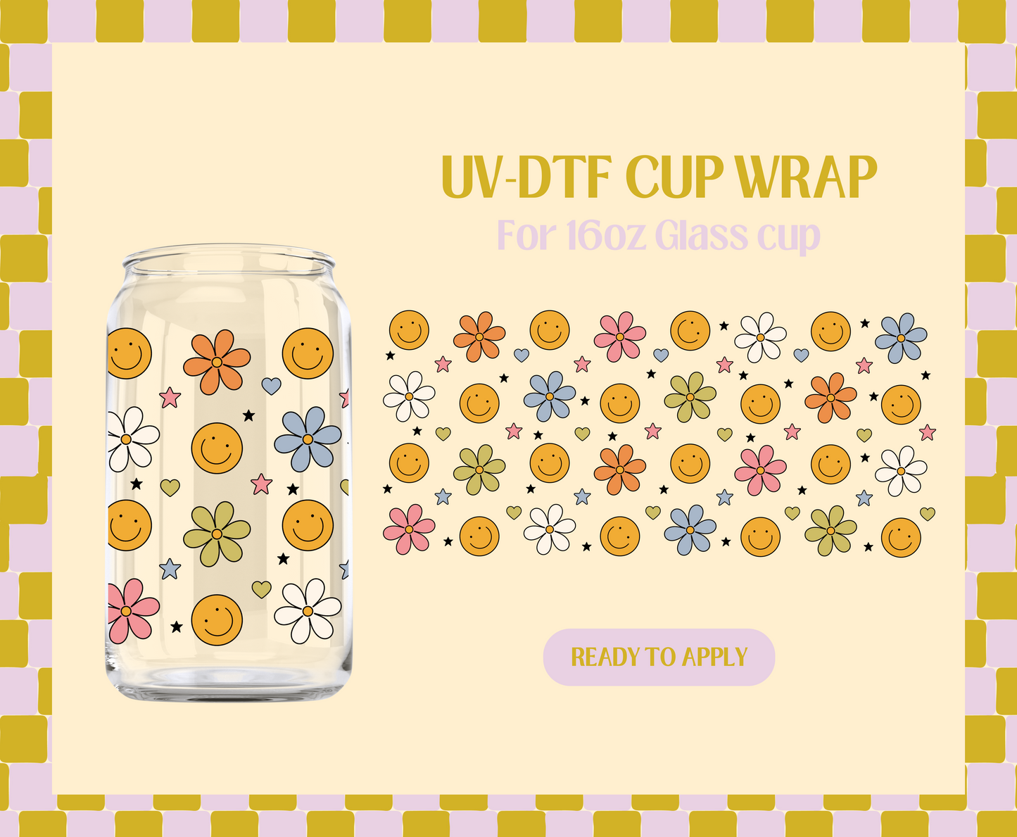 Smiley Flowers UV-DTF Wrap