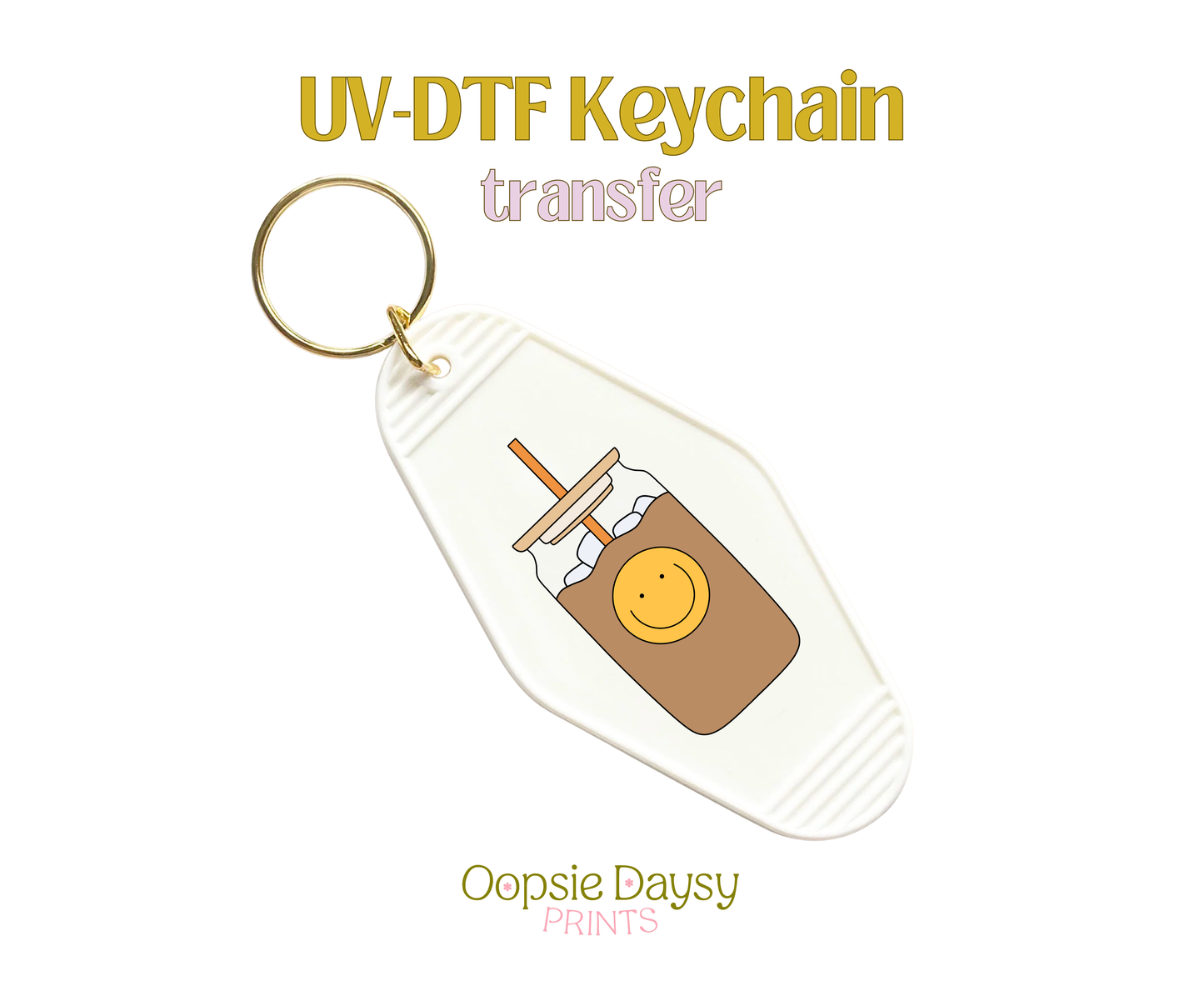 Smiley IC Glass Cup UV-DTF Keychain