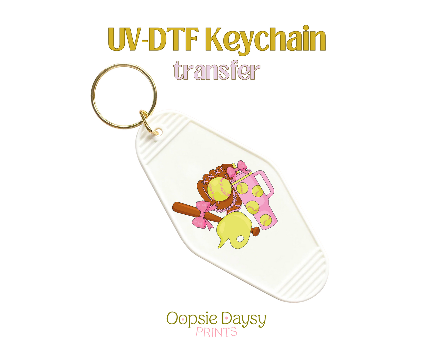 Softball Girly Things UV-DTF Keychain
