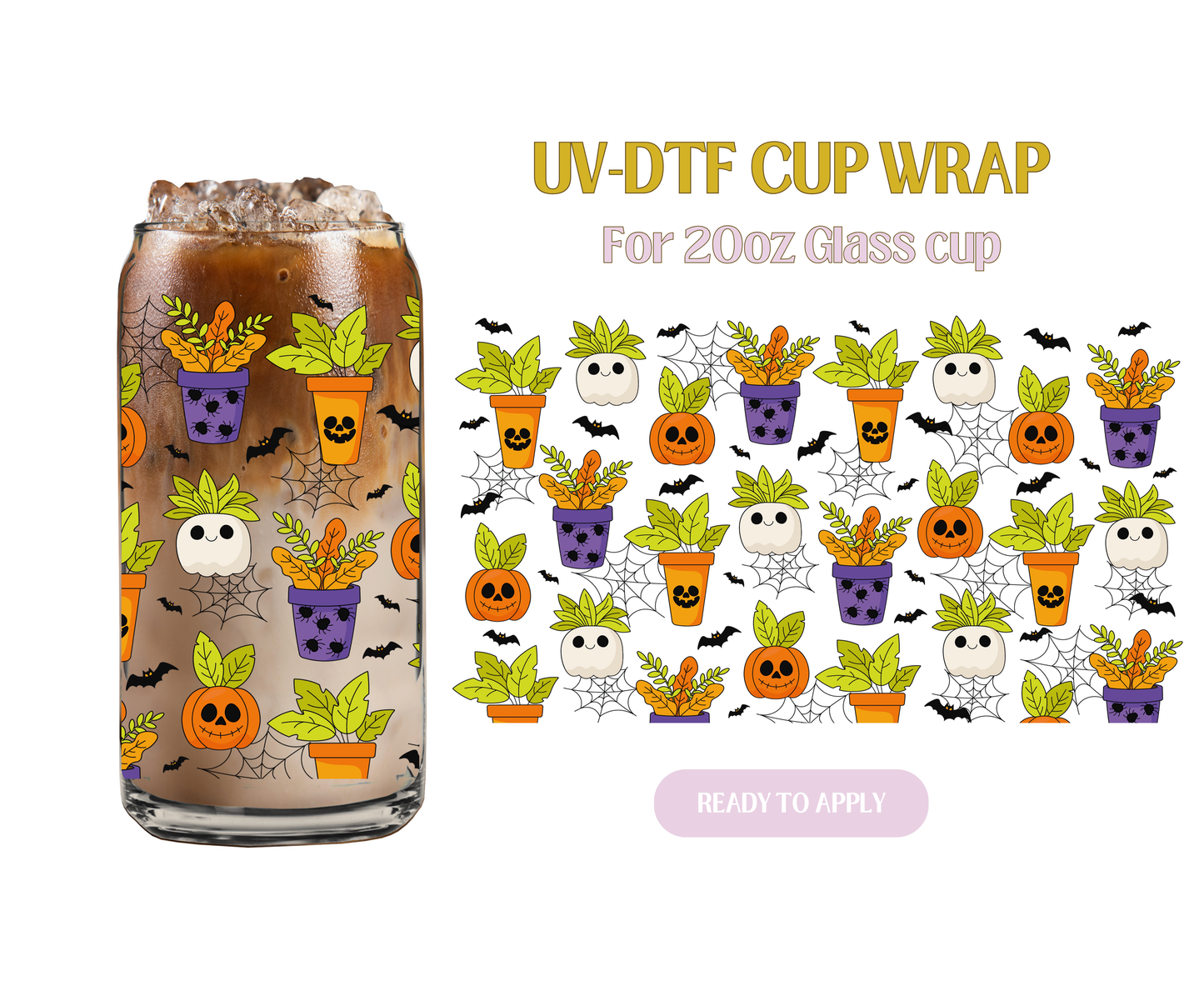 Spooky Cute Plants 20oz UV-DTF Wrap