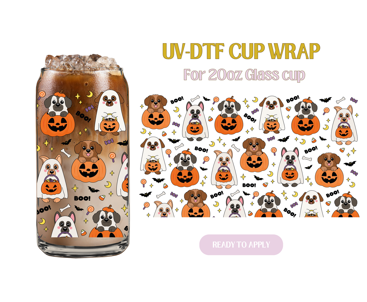 Spooky Cutie Doggies 20oz UV-DTF Wrap