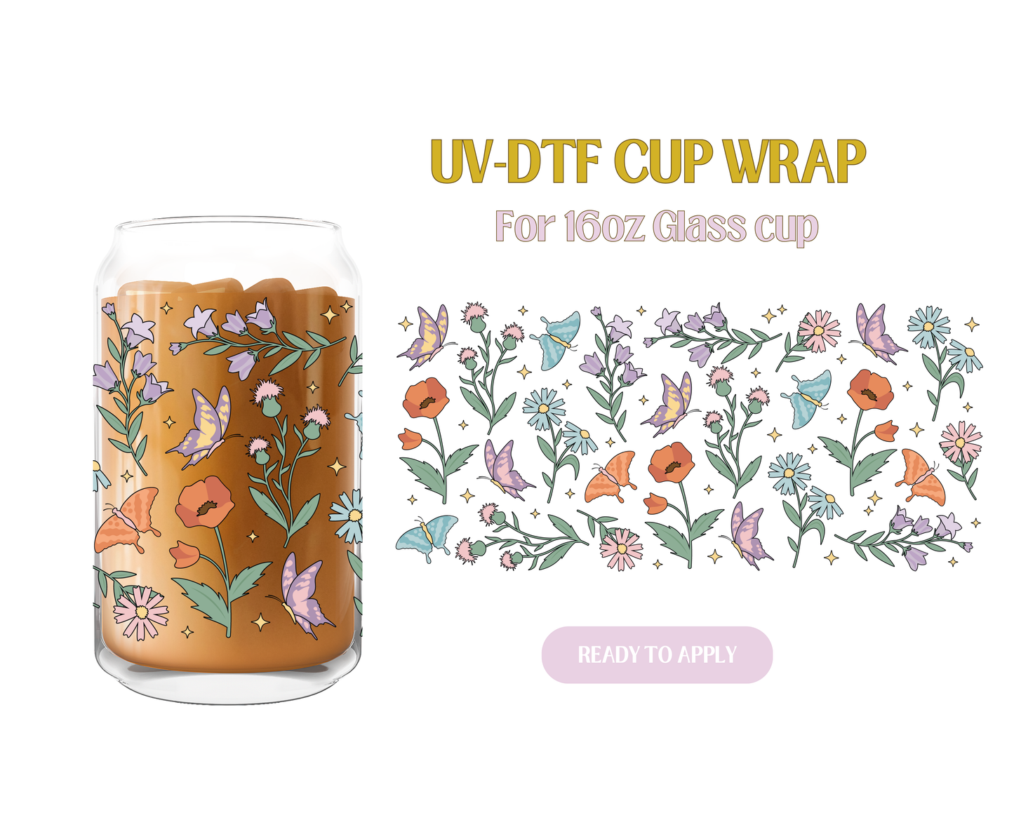 Spring Flowers & Butterflies UV-DTF Wrap